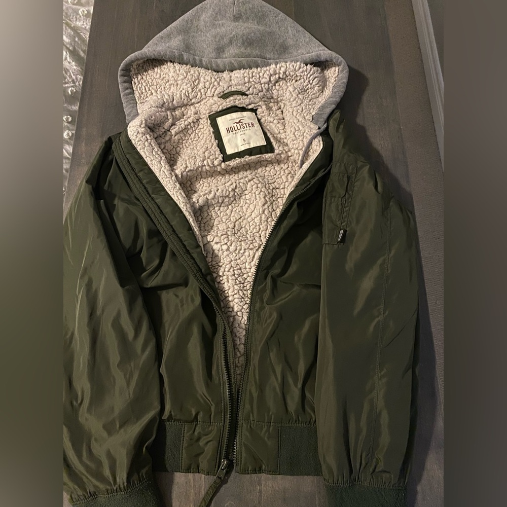 Hollister Olive Green Sherpa Jacket